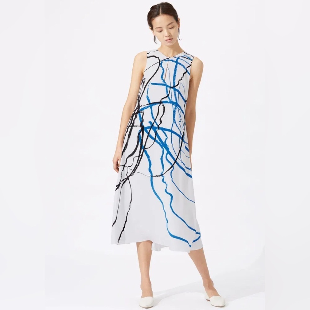 Jigsaw x Marcus James Butterfly Series Size 4 Silk Midi Dress‎